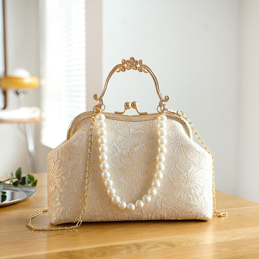 Women's Large-capacity Lace Clip Shoulder Handbag