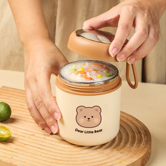 Cover Spoon Portable Soup Jar Cups